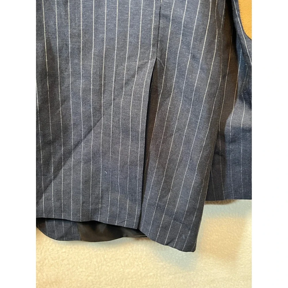 Alex Cannon Mens Pinstripe Wool Linen Blazer‎ Jacket Elbow Patches Size L/G